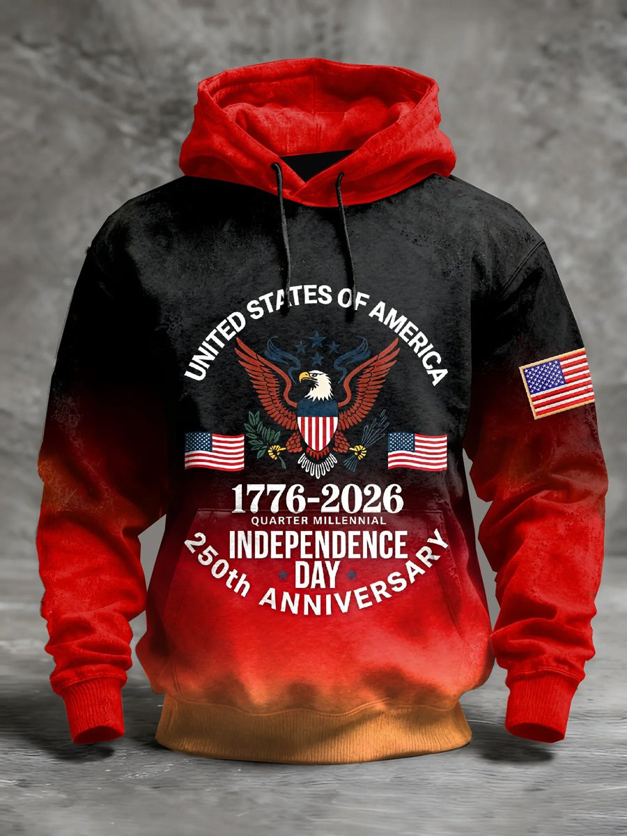US 250th Anniversary 1776 2026 Hoodie Independence Day American Flag Hoodie Gifts For Boyfriend