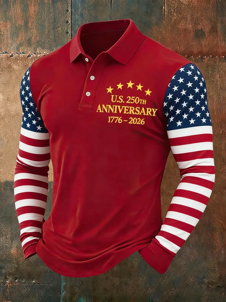 US 250Th Anniversary 1776 2026 Long Sleeve Polo Shirt Patriotic Clothing Great Gifts For Him