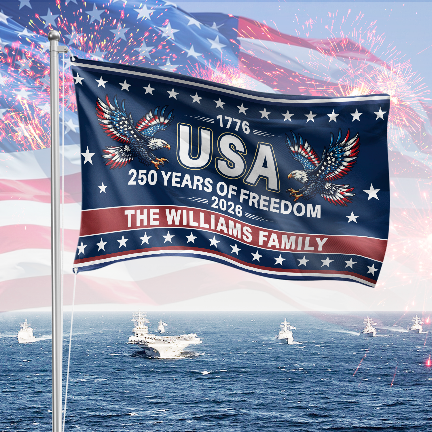 Us 250th Anniversary 1776-2026 Patriotic 250 Years Of Freedoms House Flag America 250 Merchandise Patriotic Gifts For Veterans