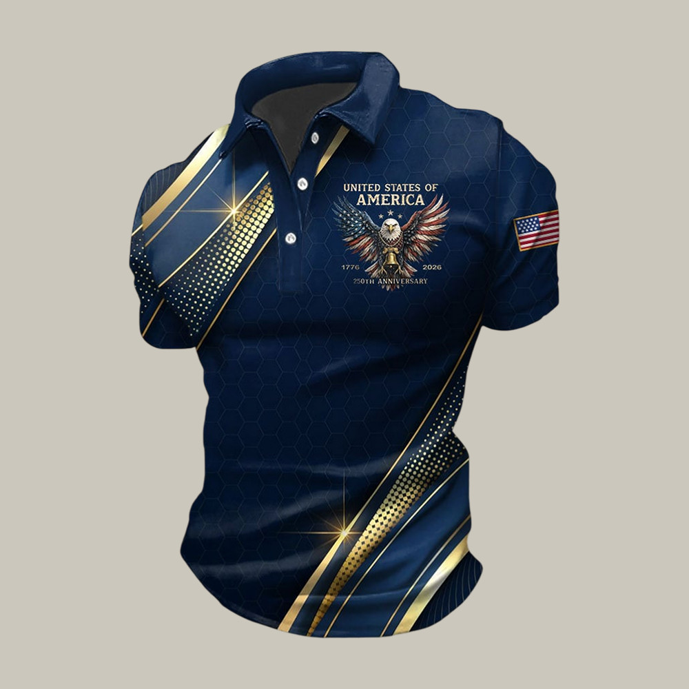 US 250th Anniversary 1776 2026 Polo Shirt American Eagle Shirt Fourth Of July Clothes