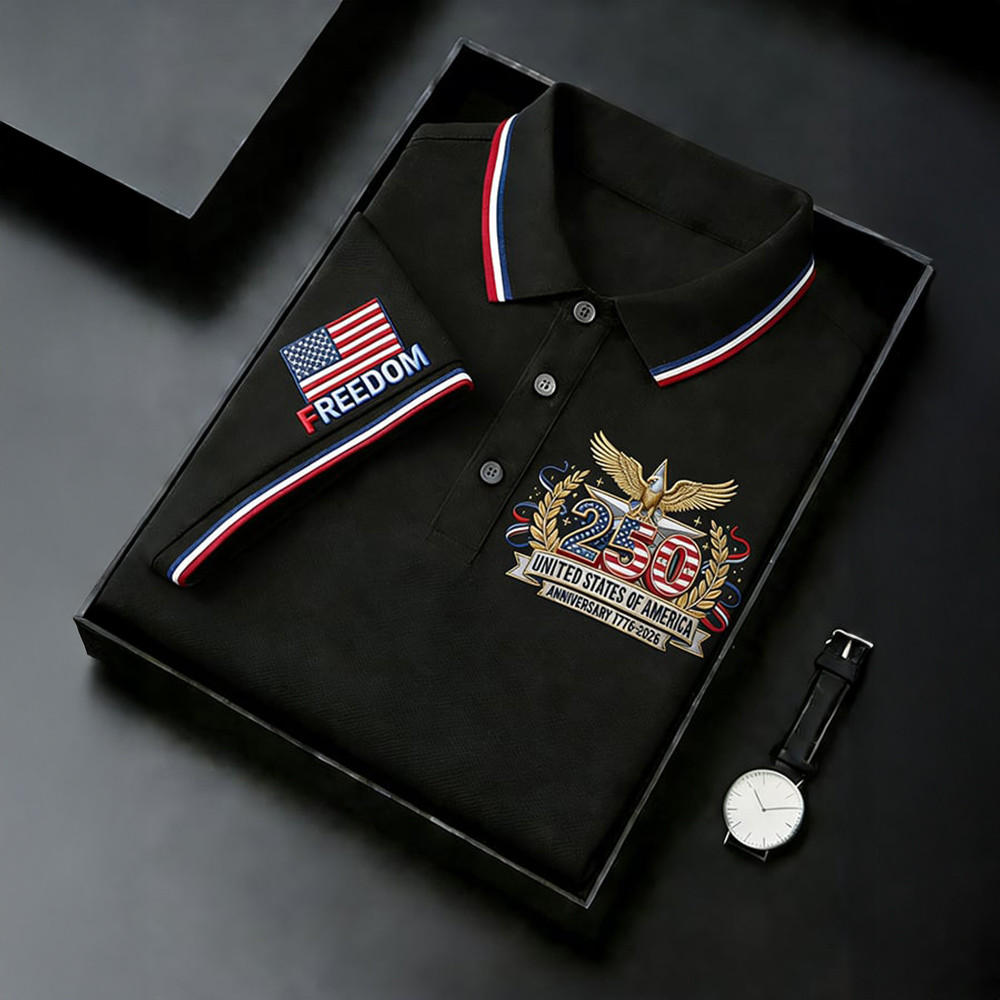 US 250th Anniversary 1776 2026 Polo Shirt America's Birthday Clothes Patriotic Gifts