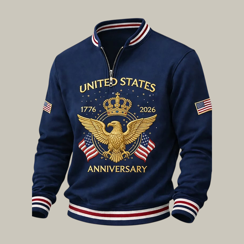 US 250th Anniversary 1776 2026 Zip Sweatshirt America's Birthday Apaprel Patriotic Eagle Merch