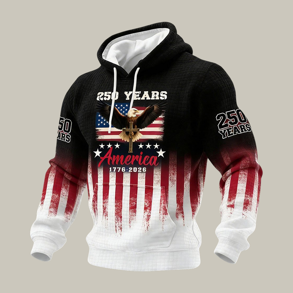 US 250th Anniversary Commemorative Hoodie America's Birthday Hooded Sweatshirt Patriotic Gift