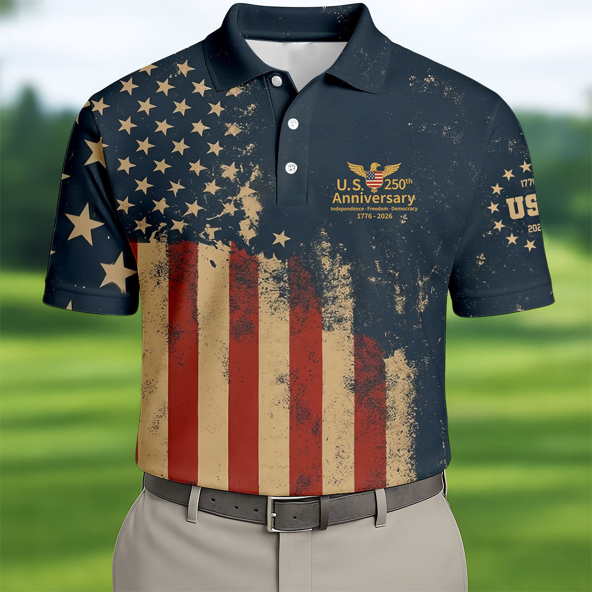US 250th Anniversary Independence Freedom Polo Shirt 4Th Of July Merch Patriotic Gifts For Veterans