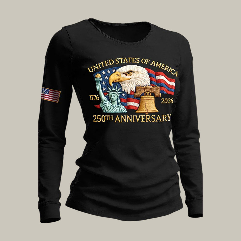 US 250th Anniversary National Flag Eagle Long Sleeve Shirt America's Birthday Merch Patriots Gift