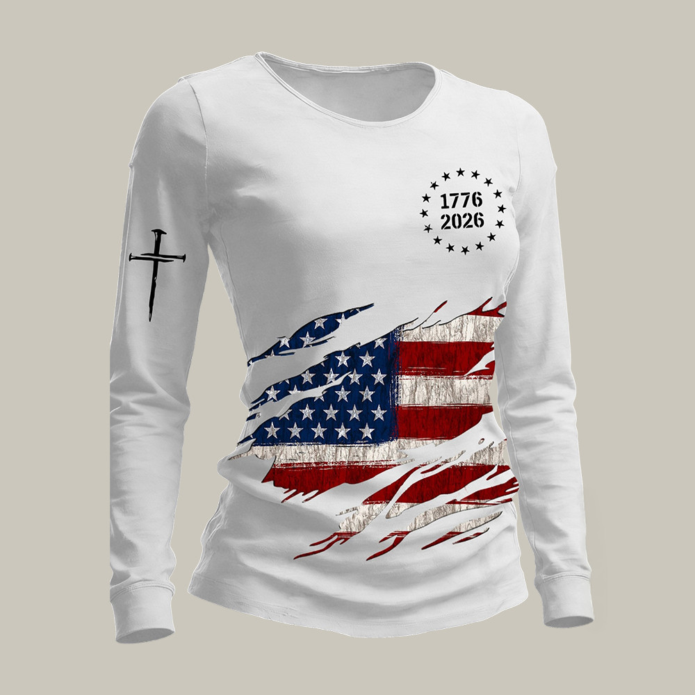 US 250th Anniversary National Flag Faith Long Sleeve Shirt Fourth Of July Clothing Line