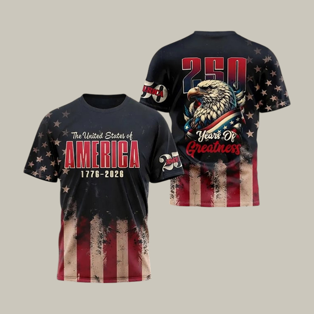 US 250th Anniversary National Flag T-Shirt American Flag Shirt Patriotic Men Stuffs