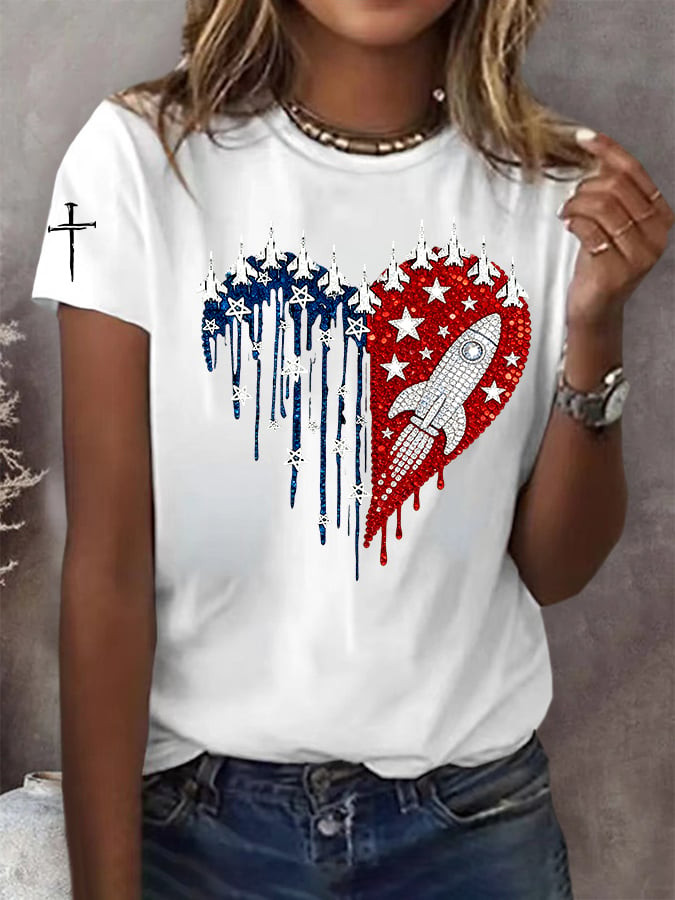 US 250Th Anniversary Space Ship T-Shirt Faith Based Apparel Cool Gifts For Her