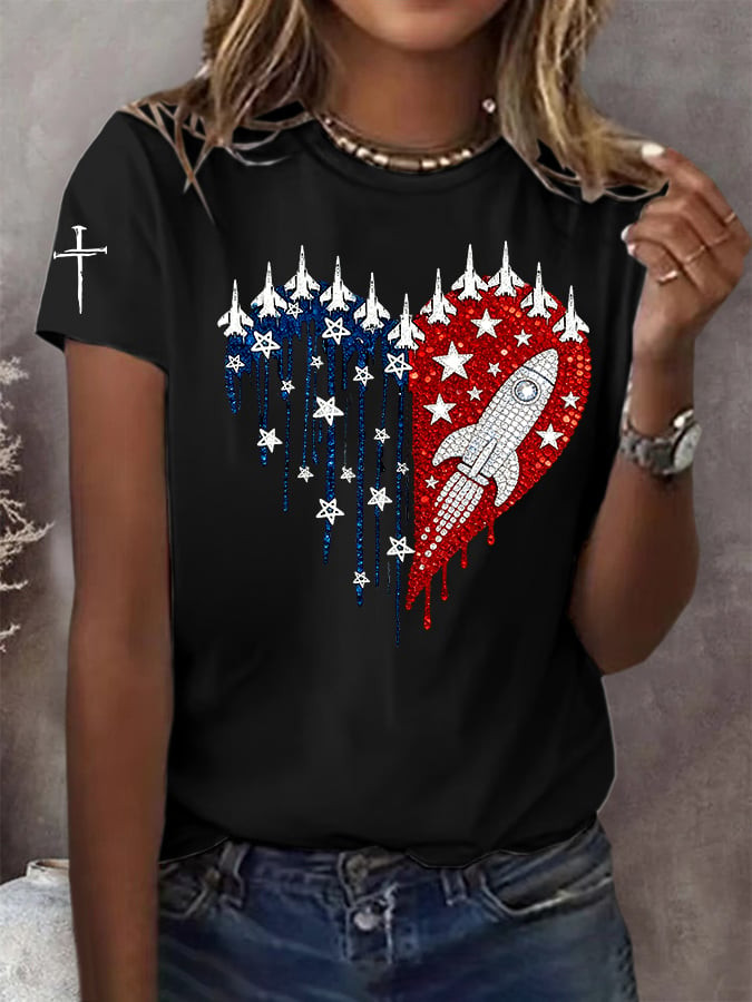 US 250Th Anniversary Space Ship T-Shirt Faith Based Apparel Presents For Girlfriend