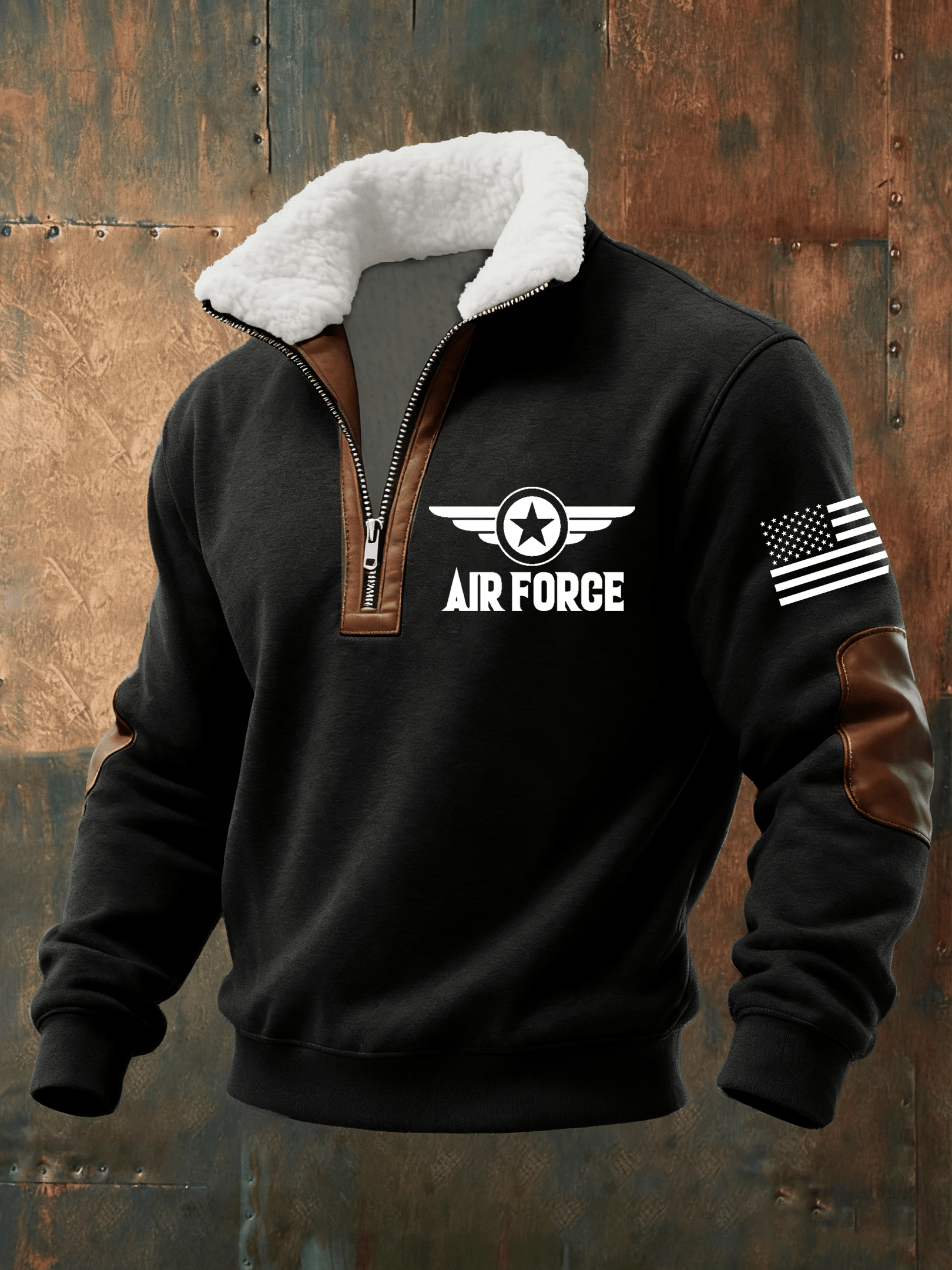 US Air Force 250th Anniversary Stand Up Collar Sweater American Flag Apparel Gifts For Patriots