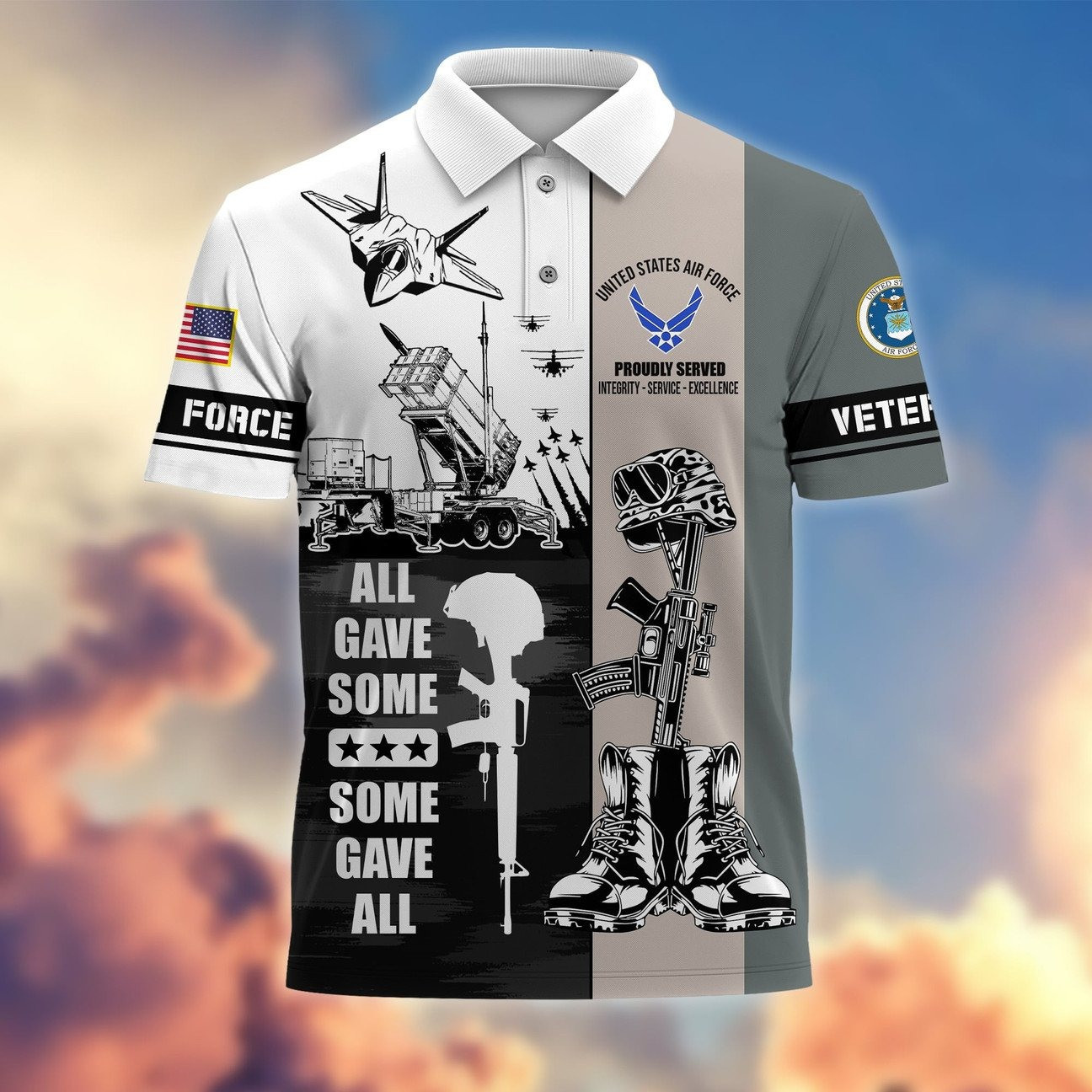 US Air Force Battlefield Cross All Gave Some, Some Gave All Polo Shirt Veteran Gift For Dad and Husband on Veterans Day
