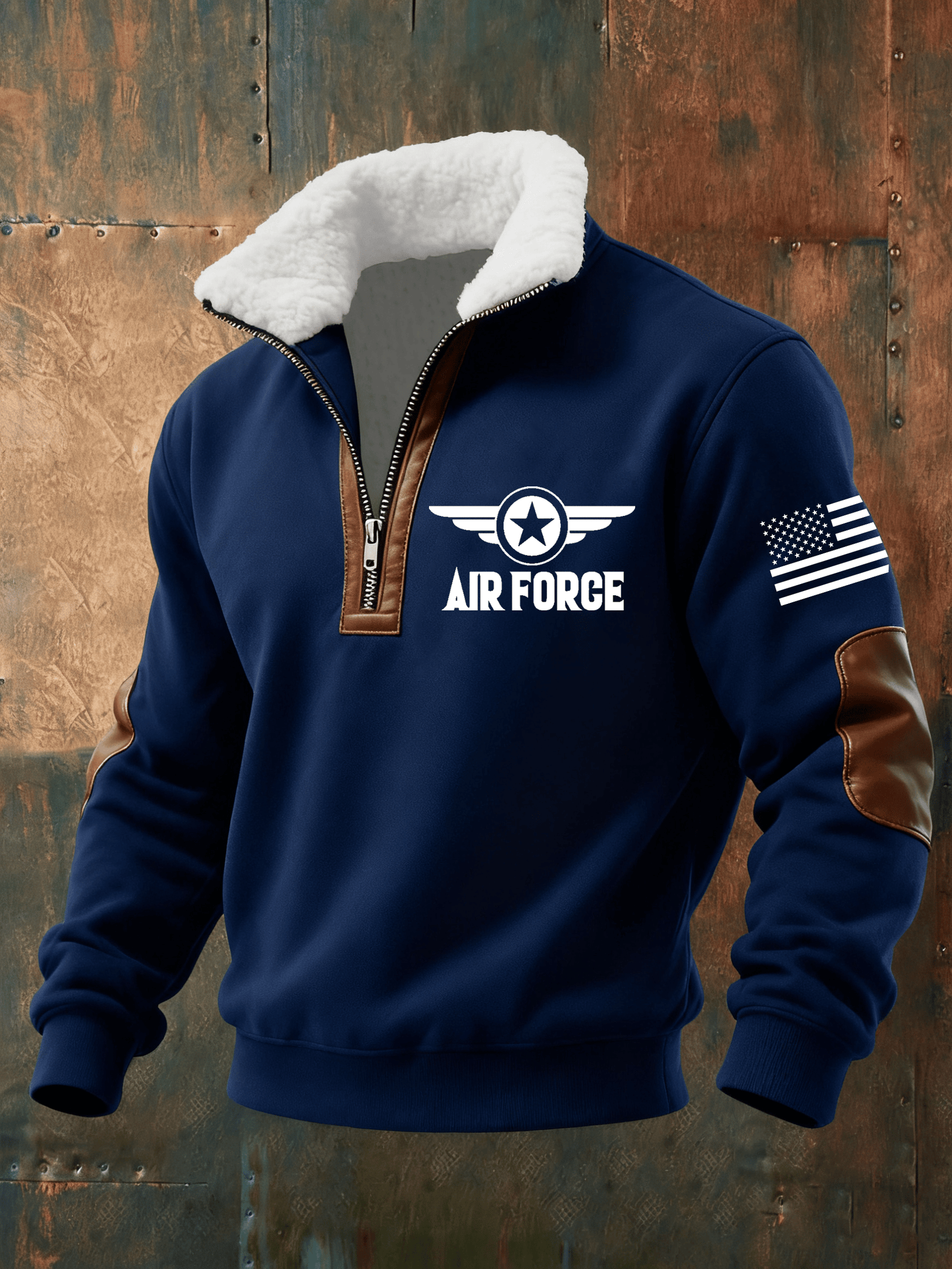 US Air Force Collar Zip Sweatshirt USAF Merch Patriotic Gifts For Veterans US Air Force Collar Zip Sweatshirt USAF Merch Patriotic Gifts For Veterans
