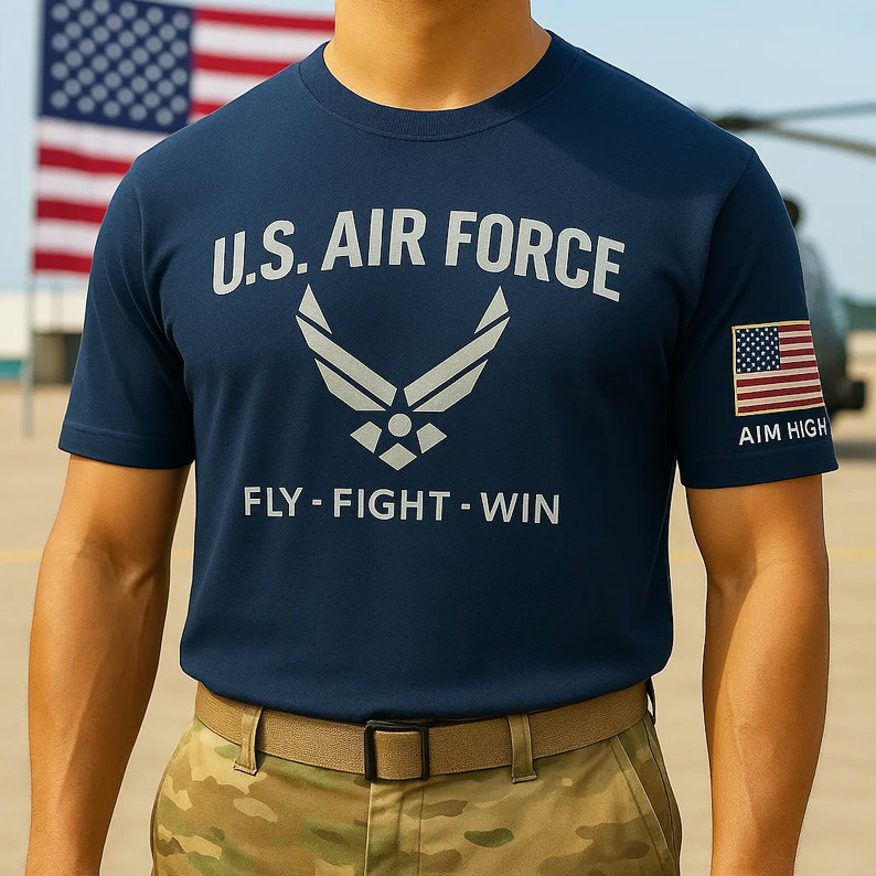 US Air Force Fly Fight Win T-Shirt Men's Patriotic Tees Air Force Gifts