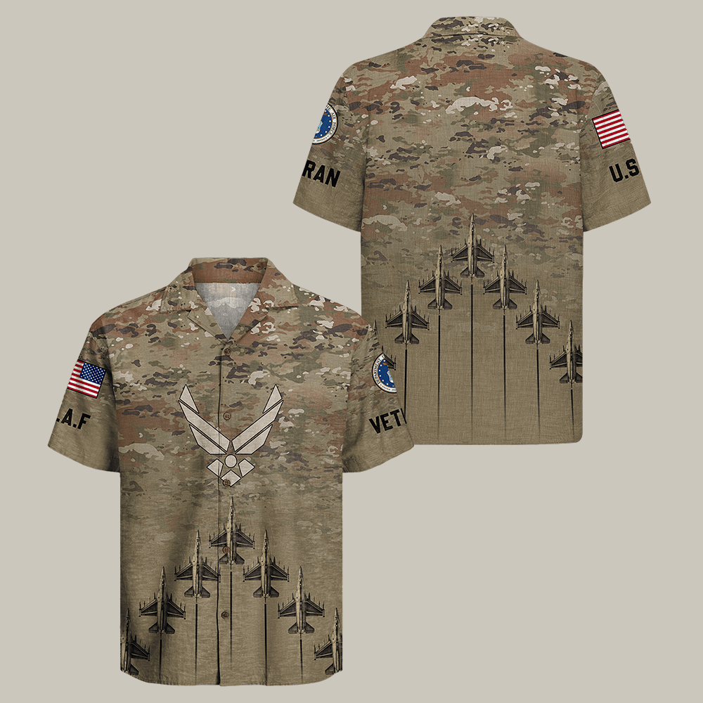 US Air Force Hawaiian Shirt Air Force Veteran Clothes Veteran Themed Gift For Him