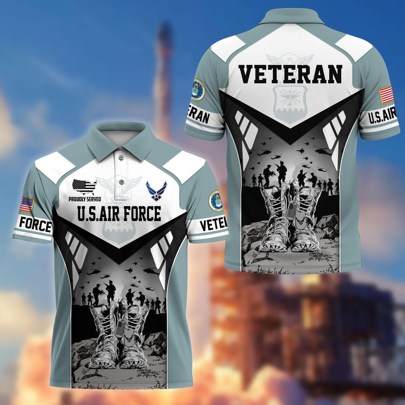 US Air Force Patriotic Veterans Polo Shirt Great Gift for Dad and Husband and Friends on Veterans Day