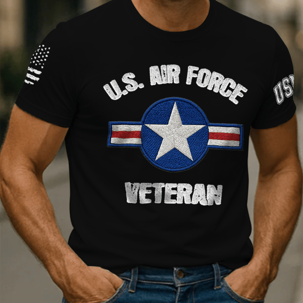 US Air Force Veteran Black T-Shirt Proud Air Force Patriotic Shirt Gifts For Veterans