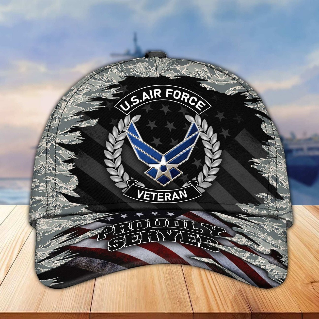US Air Force Veteran Camo Baseball Cap Patriotic Gift For Proud Army on Veterans Day