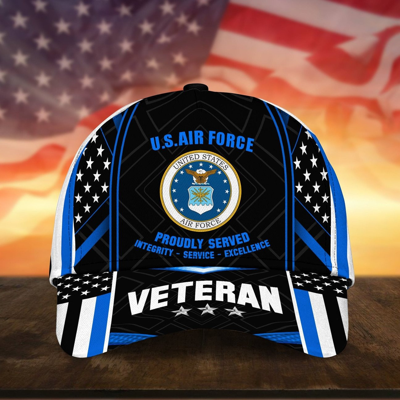 US Air Force Veteran Integrity Service Excellence Patriotic USA Cap Gift For Proudly Military on Veterans Day