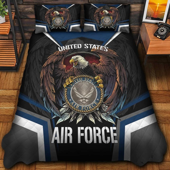 US Air Force Veteran Quilted Bedding Set Duvet Cover Bedspread Bedroom Decor Gifts For Mom