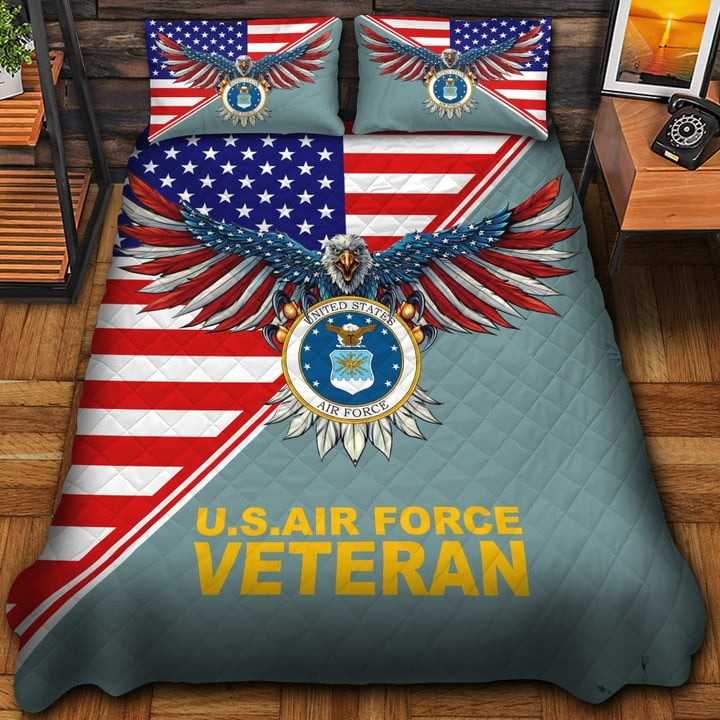 US Air Force Veteran Quilted Bedding Set Duvet Cover Bedspread Bedroom Decor Gifts For Veterans