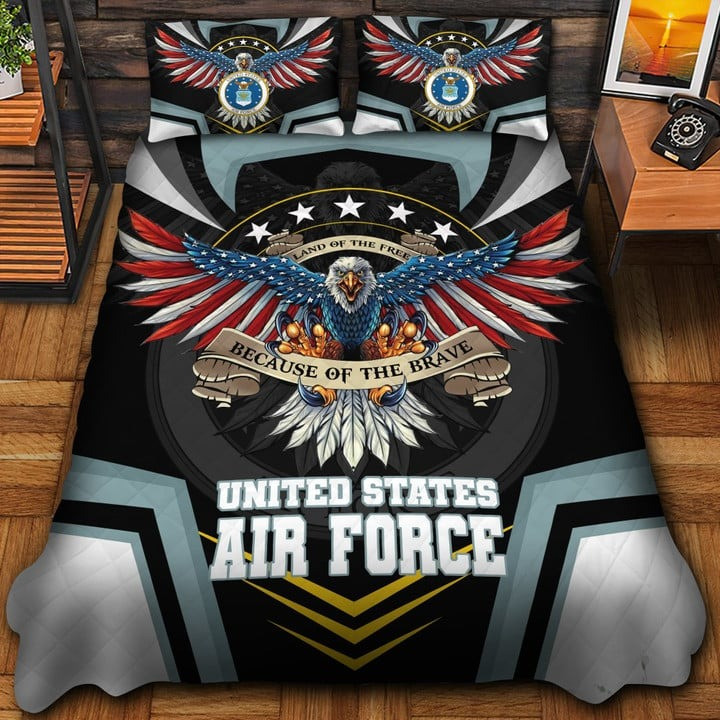US Air Force Veteran Quilted Bedding Set Duvet Cover Bedspread Gift Ideas For Her