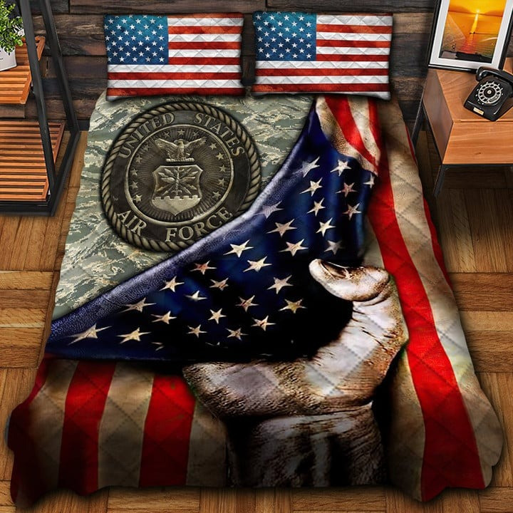 US Air Force Veteran Quilted Bedding Set Duvet Cover Bedspread Veterans Day Gifts