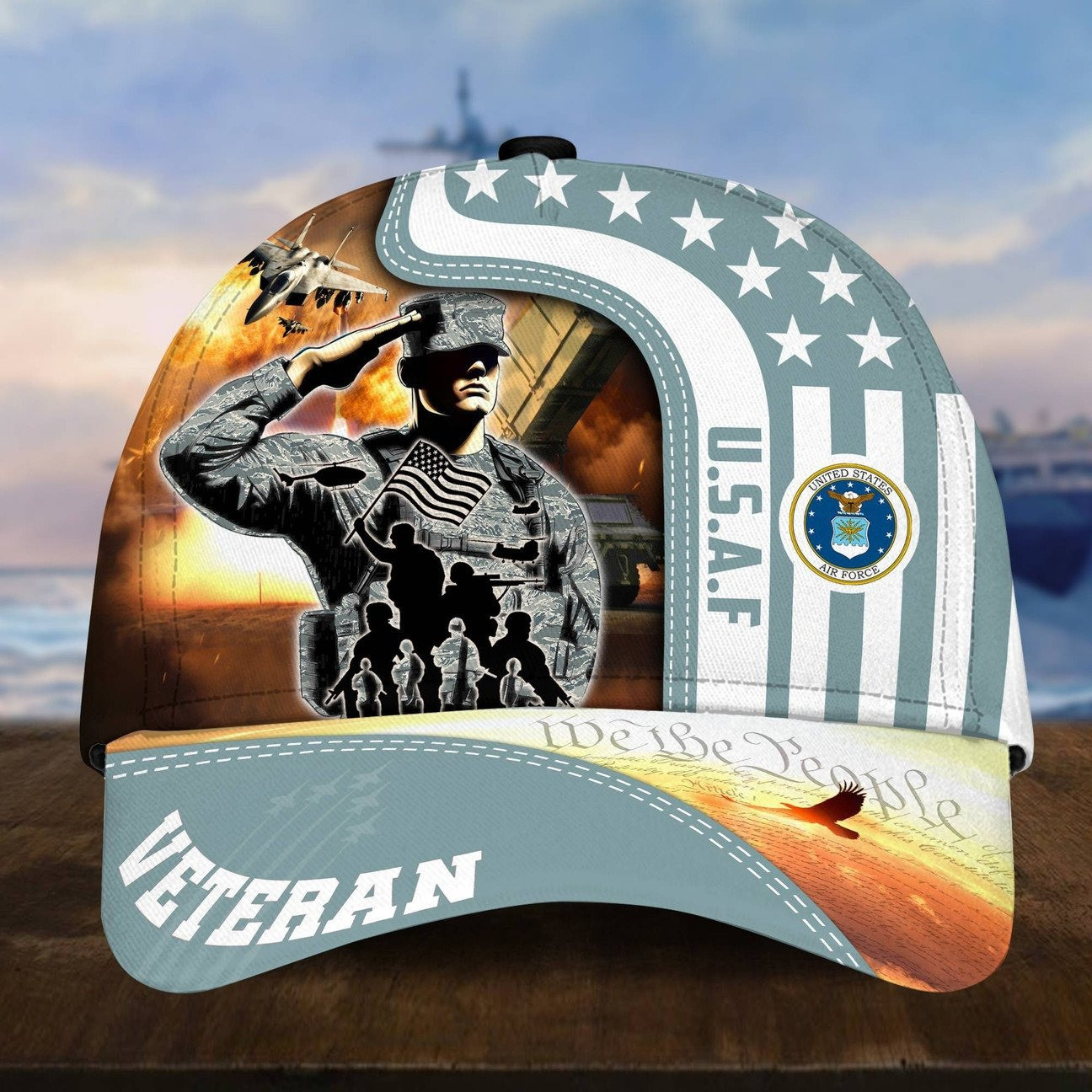 US Air Force Veteran Salute Patriotic Baseball Cap Gift For Husband on Veterans Day