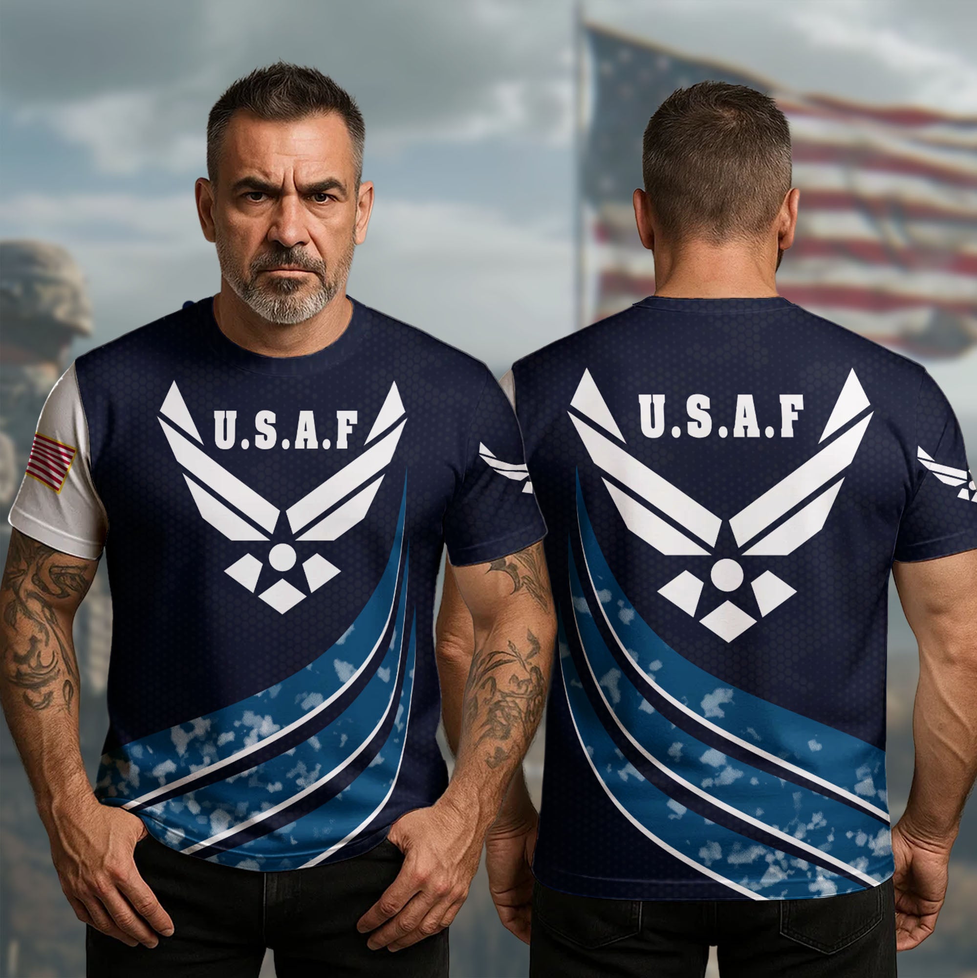 US Air Force Veteran T-Shirt Wingmen Of Freedom Defending The Skies Veteran Clothing