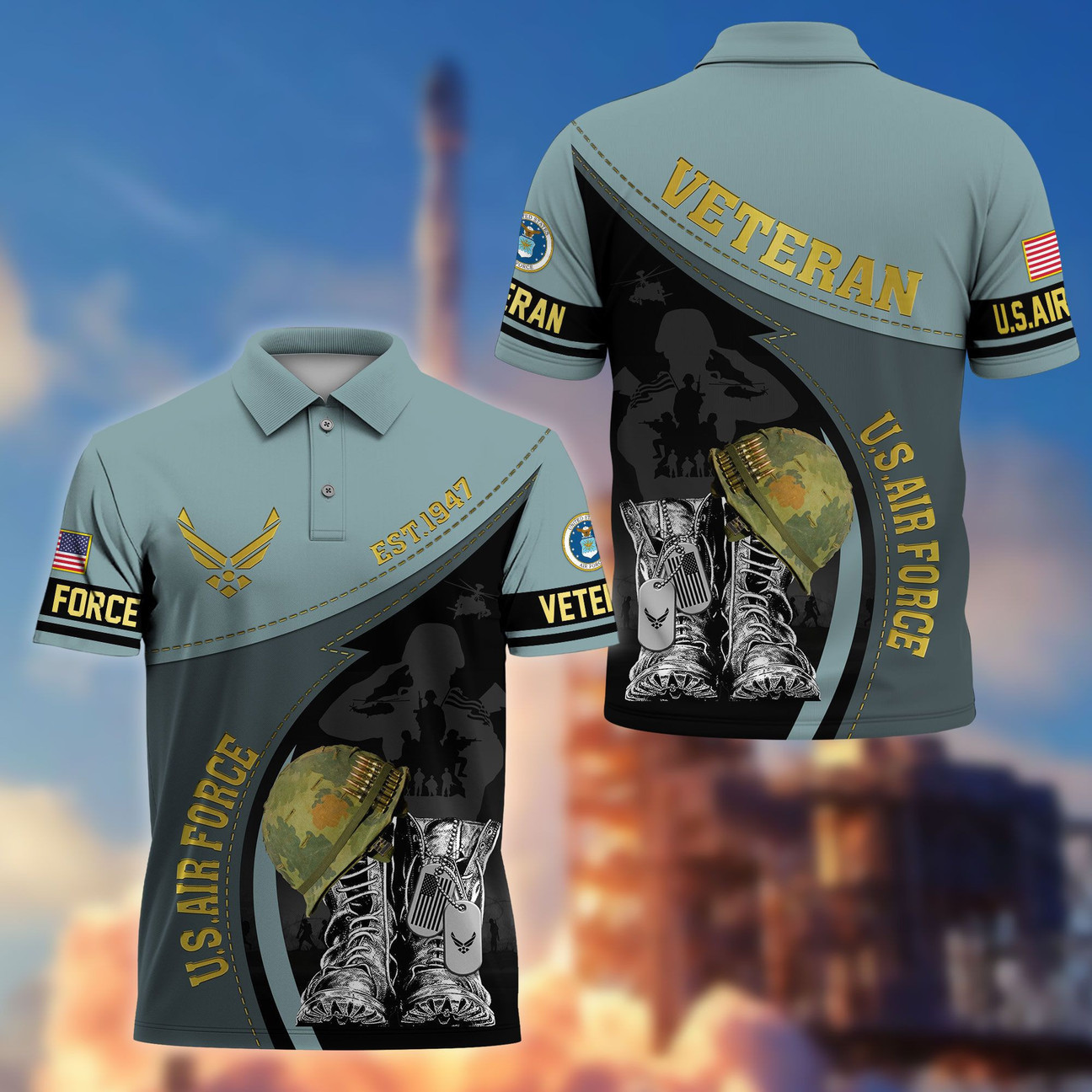 US Air Force Veterans Polo Shirt Proudly Served USAF Shirt Best Gift for Husband