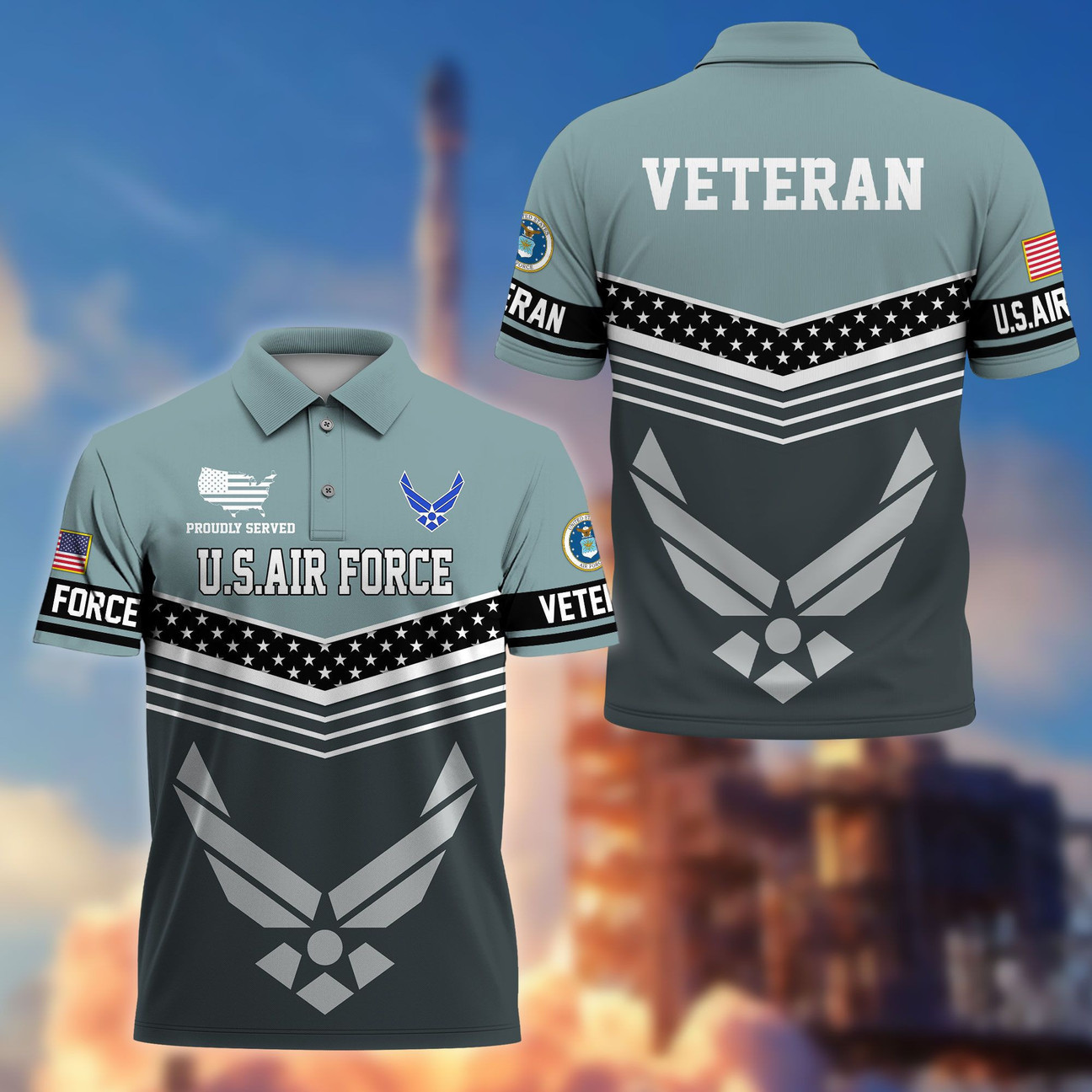 US Air Force Veterans Polo Shirt Proudly Served USAF Shirt Gift for Veterans