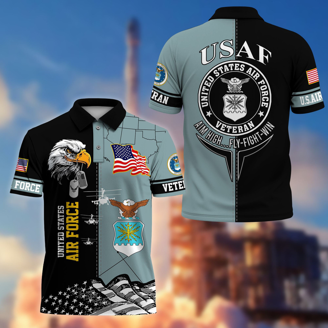 US Air Force Veterans Polo Shirt USAF Shirt Best Gift for Air Force Veterans