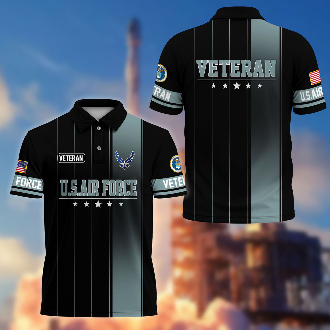 US Air Force Veterans Polo Shirt USAF Veterans Day Shirt Gift for Dad