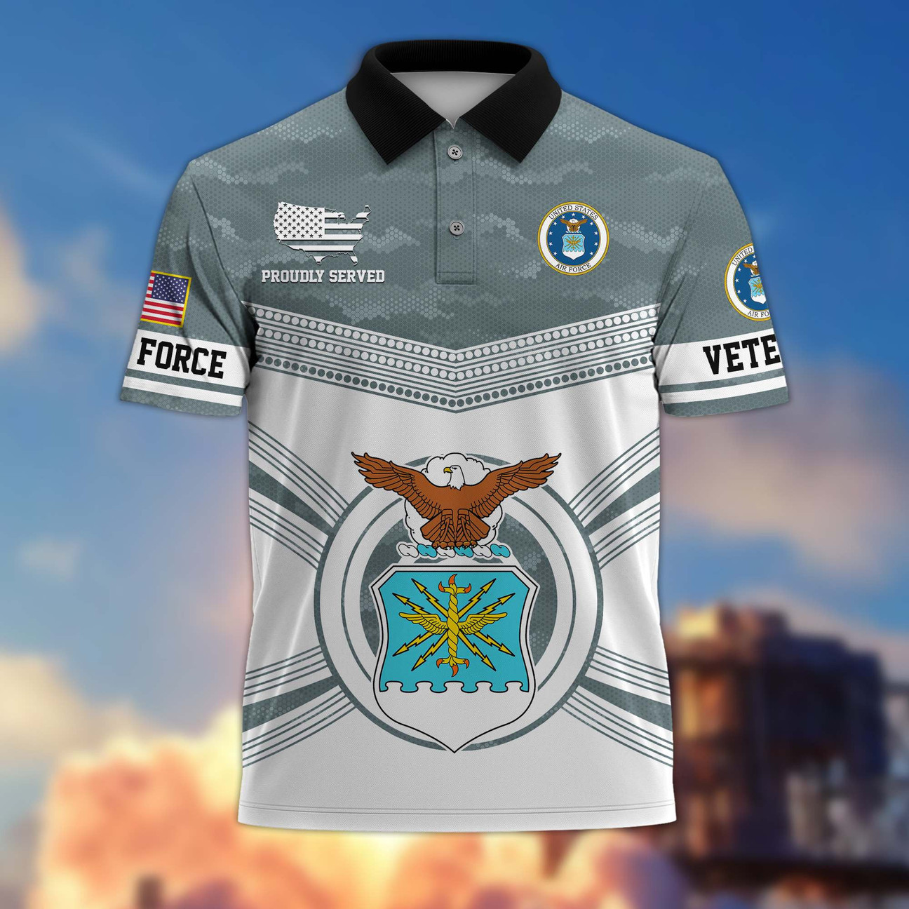 US Air Force Veterans Proudly Served Polo Shirt Best Gift for Father and Husband on Veteran Day