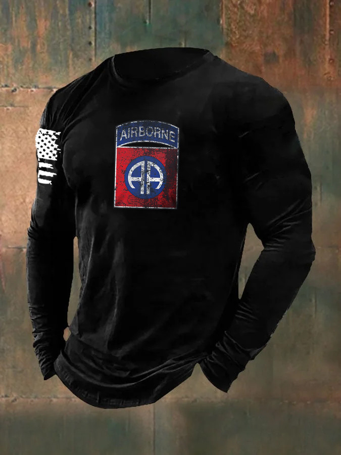 US Airborne Veteran Long Sleeve Shirt American Flag Apparel Airborne Gifts Ideas