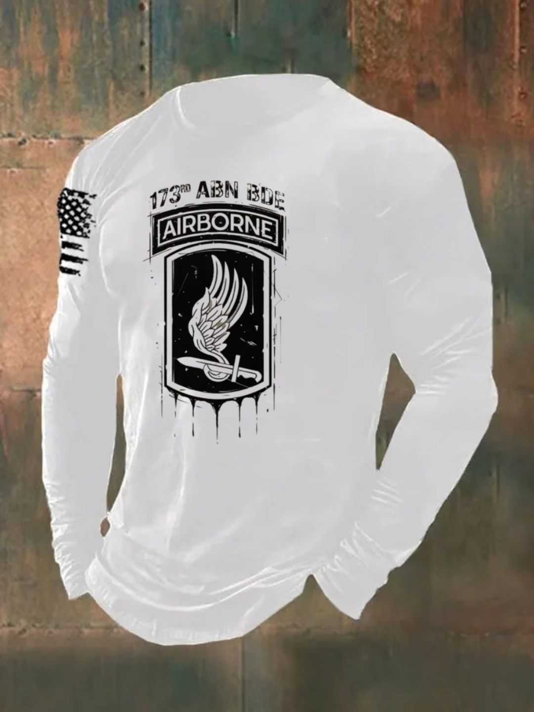 US Airborne Veteran Men's Long Sleeve Shirt 173RD ABN BDE America Flag Veteran Apparel Gifts
