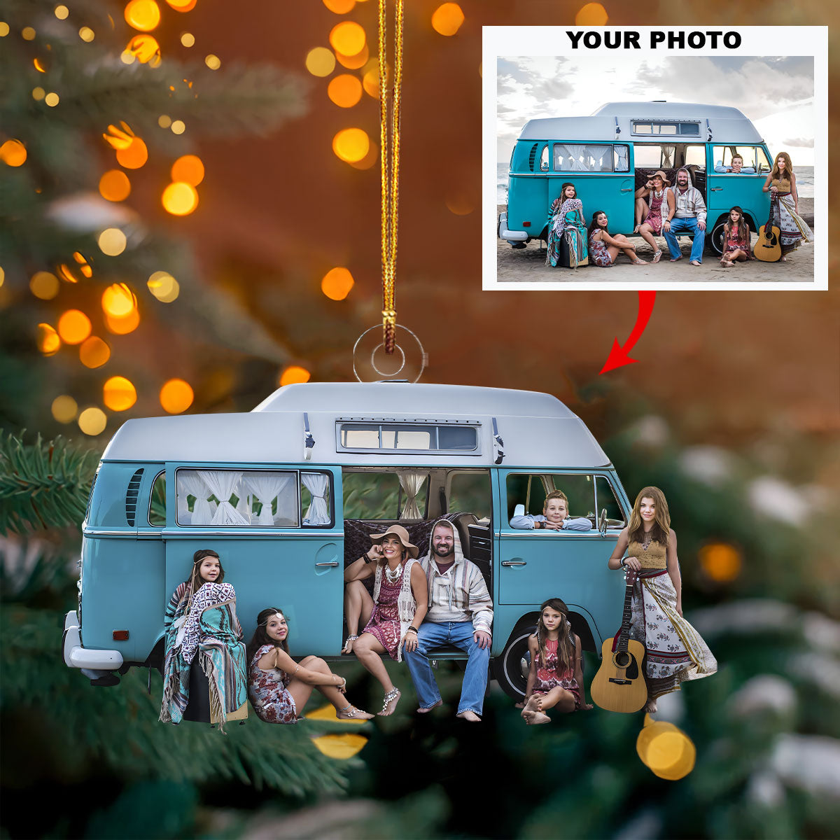 Us And Our Dream Car Personalized Photo Mica Ornament Customized Your Photo Ornament