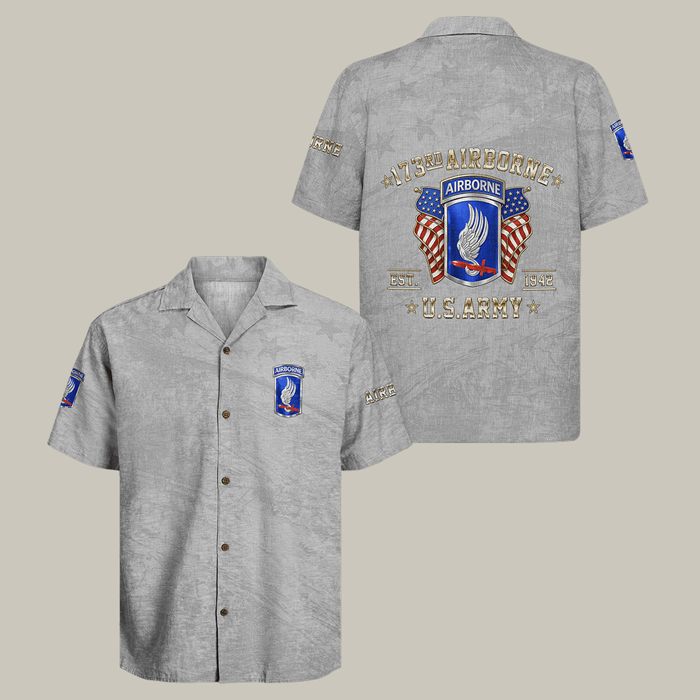 US Army 173rd Airborne Hawaiian Shirt 82nd Airborne Infantry Shirt Veteran Themed Gift