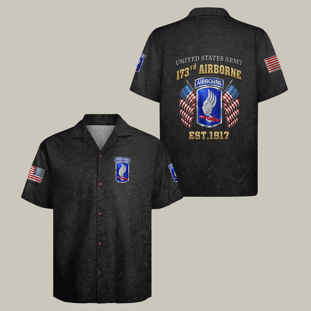 US Army 173rd Airborne Hawaiian Shirt 82nd Airborne Soldier Shirt Veteran Gift For Men