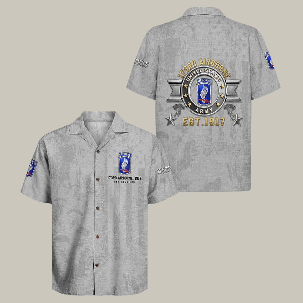 US Army 173rd Airborne Hawaiian Shirt Army Paratrooper Shirt Unique Present For Army Veteran