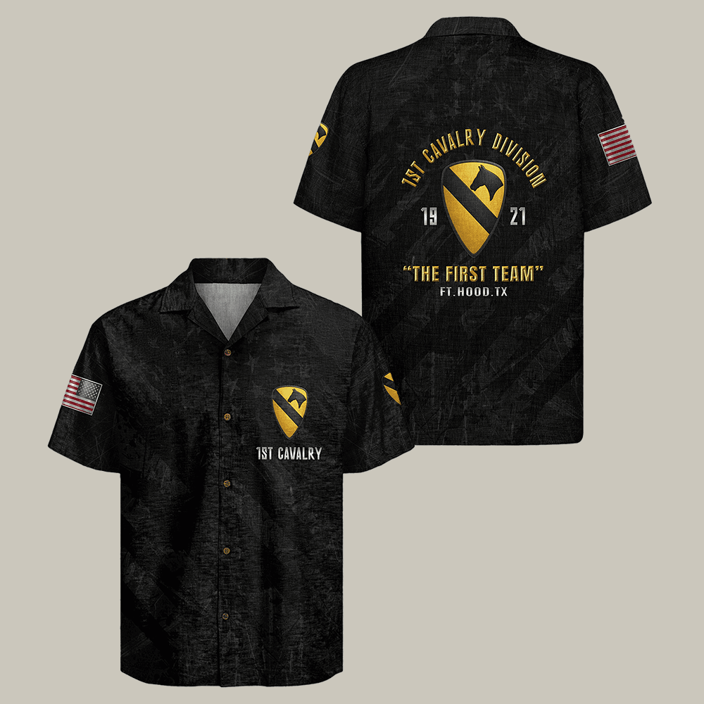 US Army 1st Cavalry Division Regiment Hawaiian Shirt The First Team 1921 Shirt Patriotic Veteran Gift