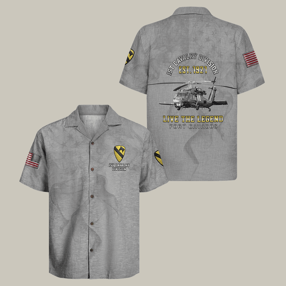 US Army 1st Cavalry Division Regiment Hawaiian Shirt The First Team Army Vet Shirt Gift Idea