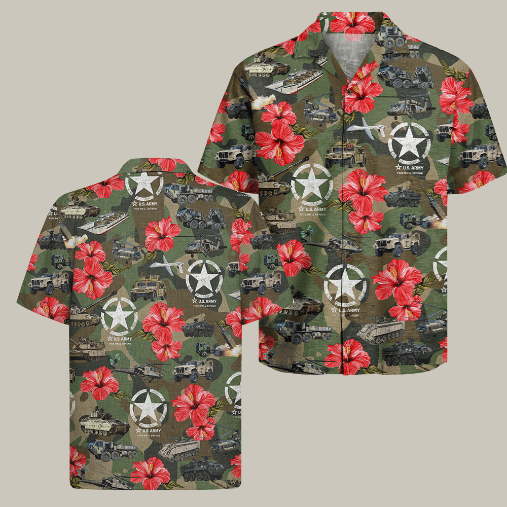 US Army 250th Anniversary Camo Hawaiian Shirt Freedom Defender Proud Army Dad Shirt