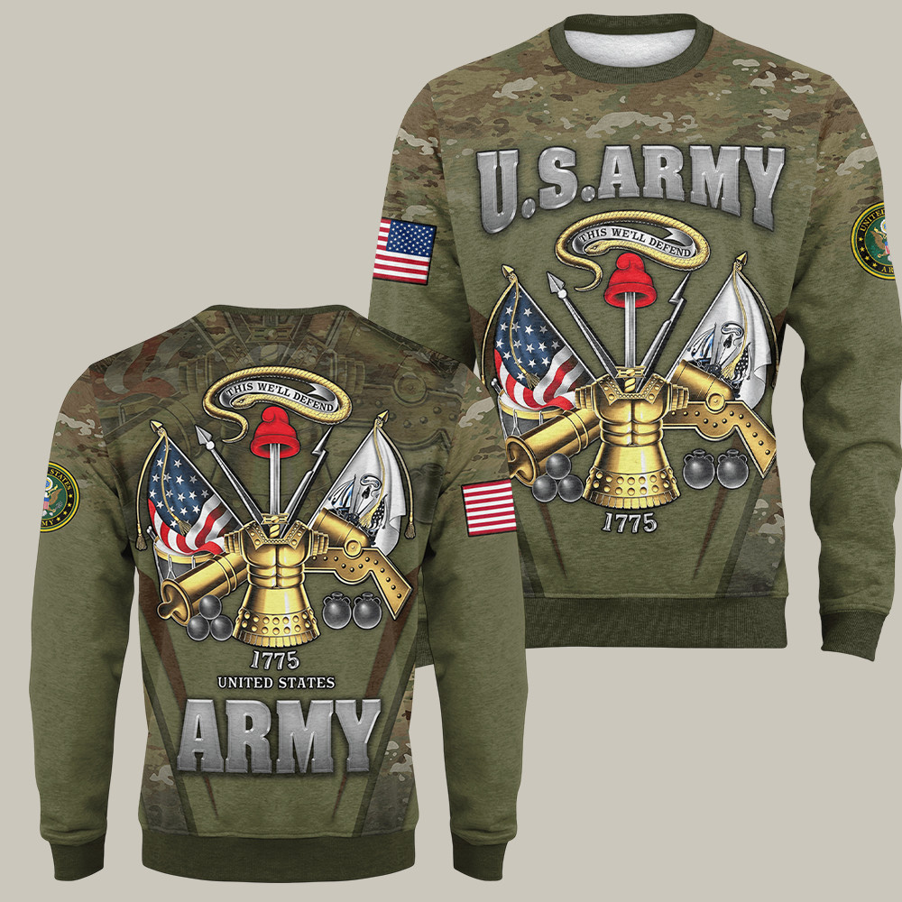 US Army 250th Anniversary Camo Sweatshirt This We'll Defend 1775 Best Veteran Gifts