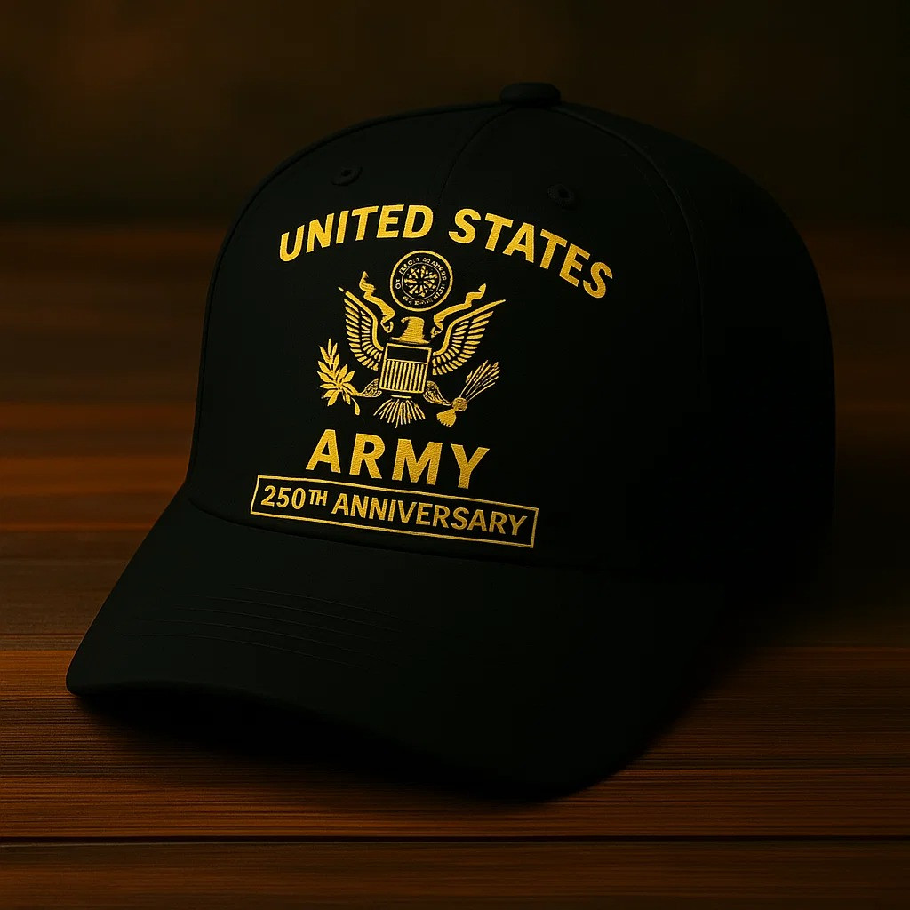 US Army 250th Anniversary Edition Black And Gold Cap Patriotic Gifts For Veterans