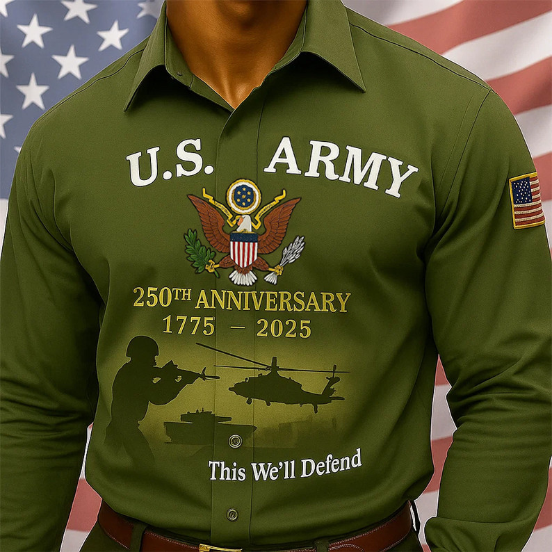 Us Army 250th Anniversary Long Sleeve Shirt Patriotic Clothes Gifts For Army