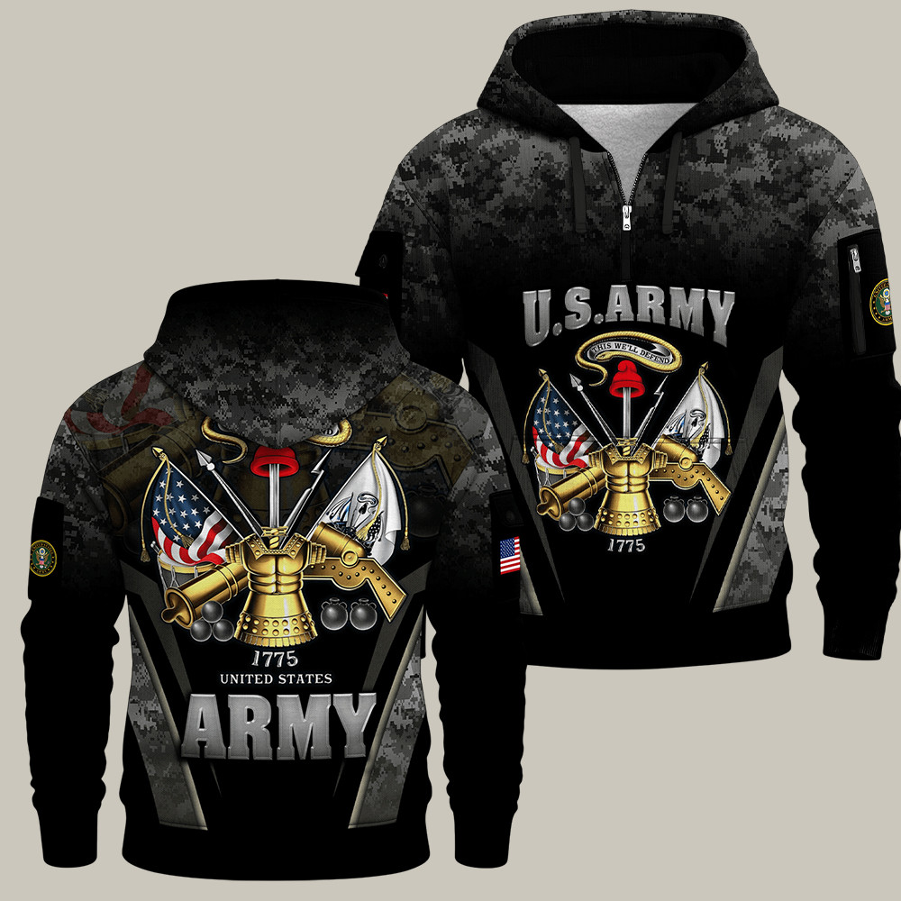 US Army 250Th Anniversary Quarter Zip Hoodie Patriot Pride Army Veteran Hoodie