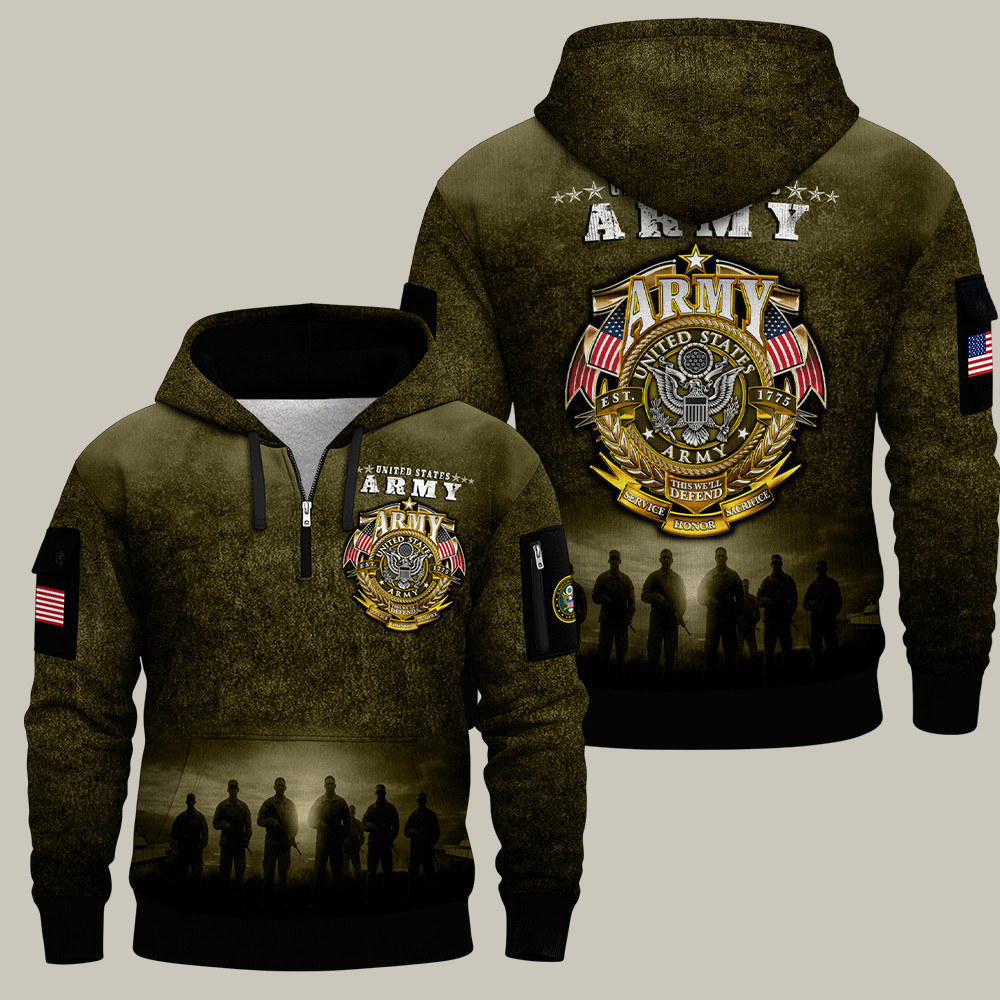 US Army 250Th Anniversary Quarter Zip Hoodie United States Army Gear Army Veteran Hoodie