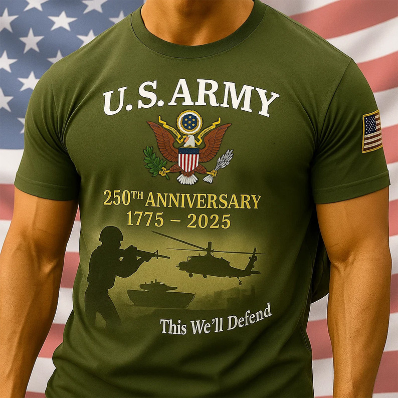 US Army 250th Anniversary Shirt Patriotic Clothes Gifts For Military