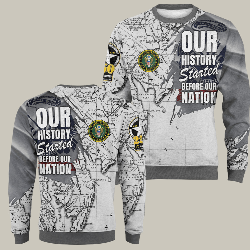 US Army 250th Anniversary Sweatshirt Our History Started Before Our Nation Military Gifts
