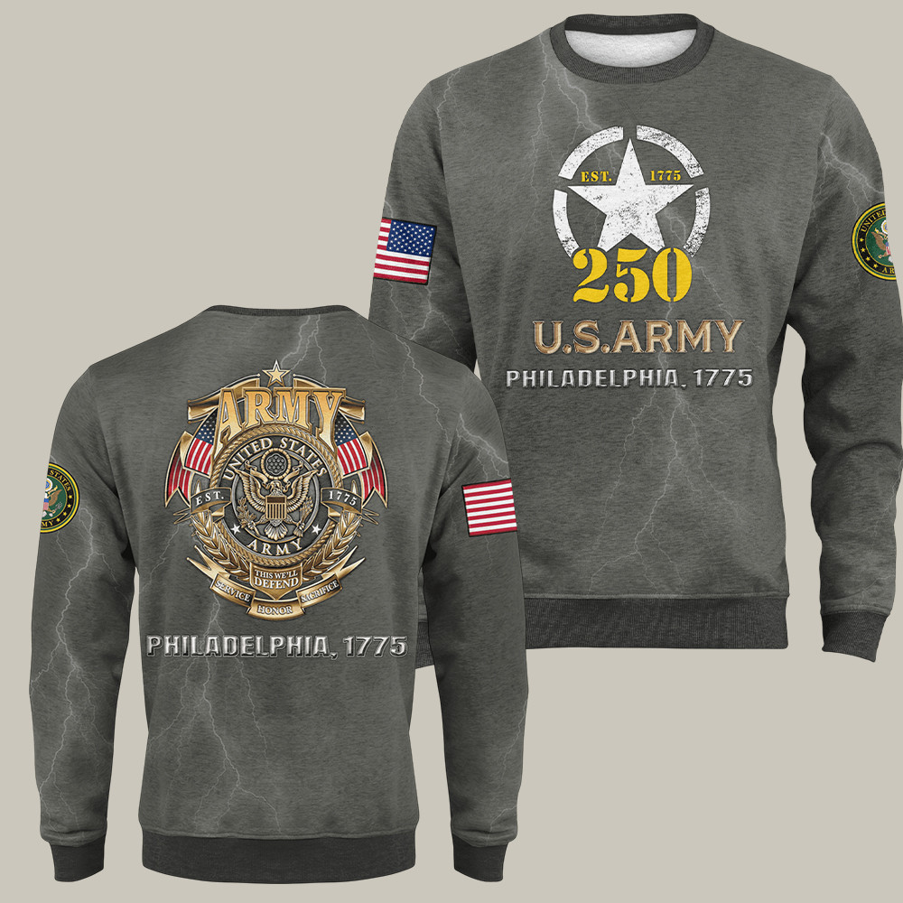 US Army 250th Anniversary Sweatshirt Philadelphia 1775 Salvation Army Gifts